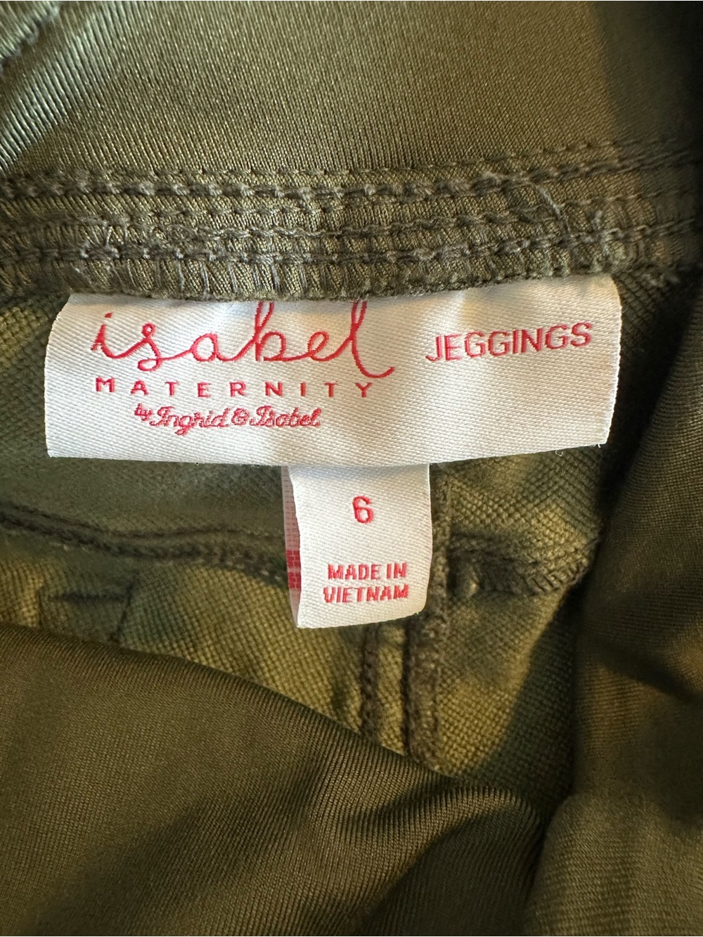 Isabel Maternity by Ingrid & Isabel Olive Green Moto Jeggings Size 6 Over Belly - Picture 6 of 8